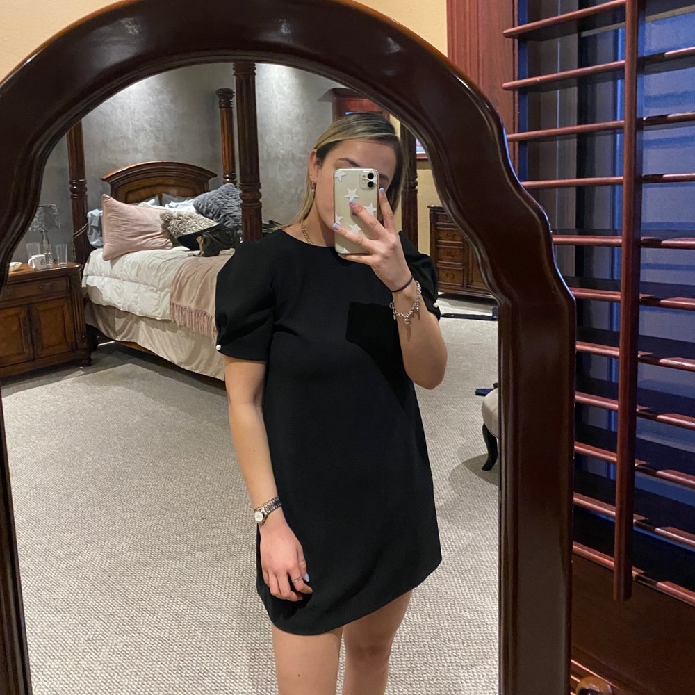 zara black dress with detail